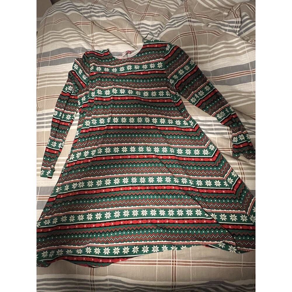 MerryWear Women's Christmas Dress Long Sleeve Holiday Stretch Red Green Size M